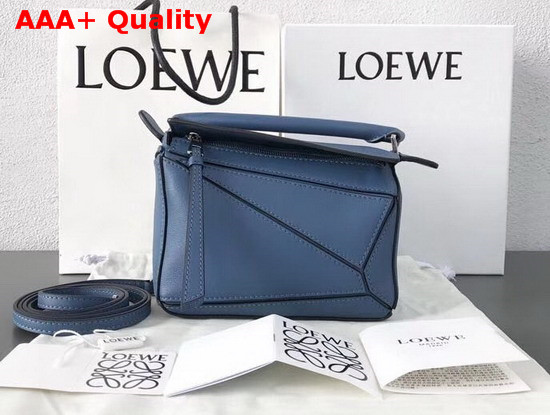 Loewe Mini Puzzle Bag Varsity Blue Classic Calf Leather Replica