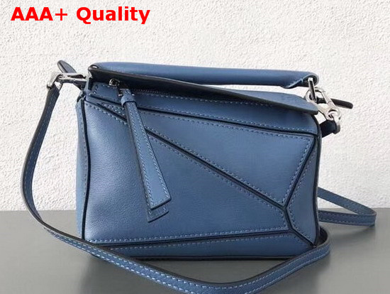 Loewe Mini Puzzle Bag Varsity Blue Classic Calf Leather Replica