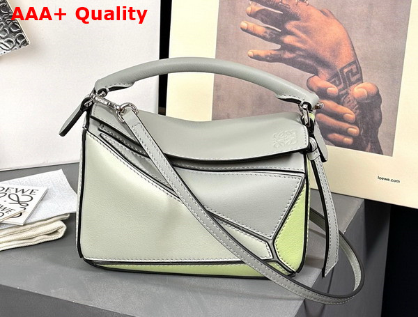 Loewe Mini Puzzle Bag in Classic Calfskin Ash Grey Light Celadon Replica