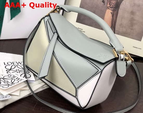 Loewe Mini Puzzle Bag in Classic Calfskin Ash Grey Marble Green Replica