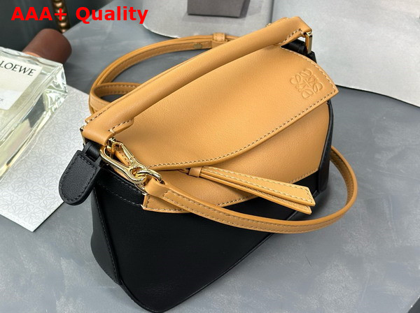 Loewe Mini Puzzle Bag in Classic Calfskin Warm Desert and Black Replica