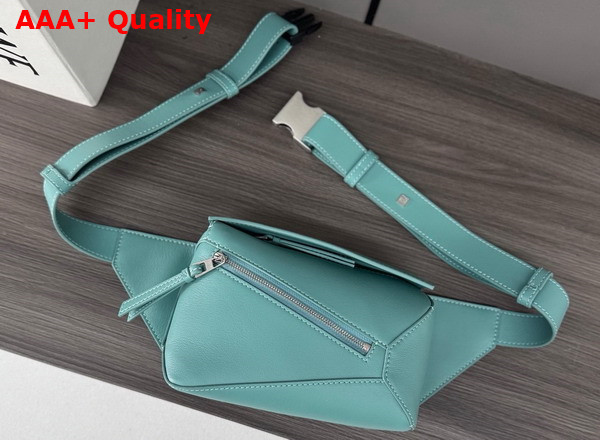 Loewe Mini Puzzle Bumbag in Turquoise Classic Calfskin Replica