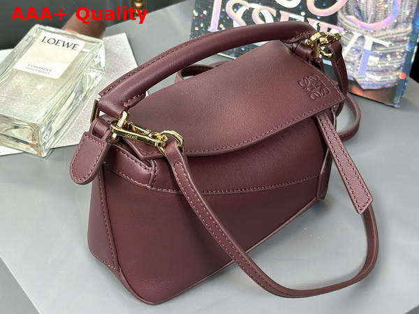 Loewe Mini Puzzle Edge Bag in Burgundy Classic Calfskin Replica