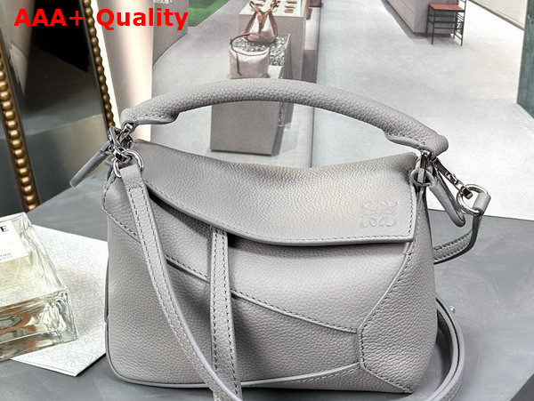 Loewe Mini Puzzle Edge Bag in Pearl Grey Soft Grained Calfskin Replica