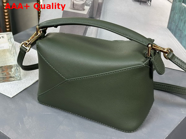 Loewe Mini Puzzle Edge Bag in Vintage Khaki Classic Calfskin Replica