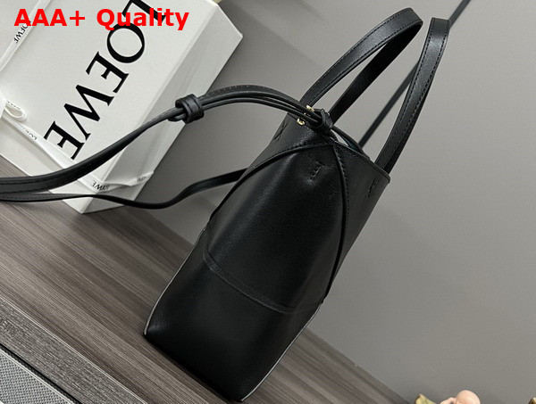 Loewe Mini Puzzle Fold Tote in Black Shiny Calfskin Replica