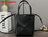 Loewe Mini Puzzle Fold Tote in Black Shiny Calfskin Replica