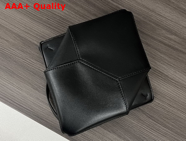 Loewe Mini Puzzle Fold Tote in Black Shiny Calfskin Replica