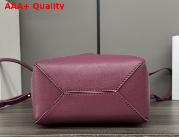 Loewe Mini Puzzle Fold Tote in Burgundy Shiny Calfskin Replica