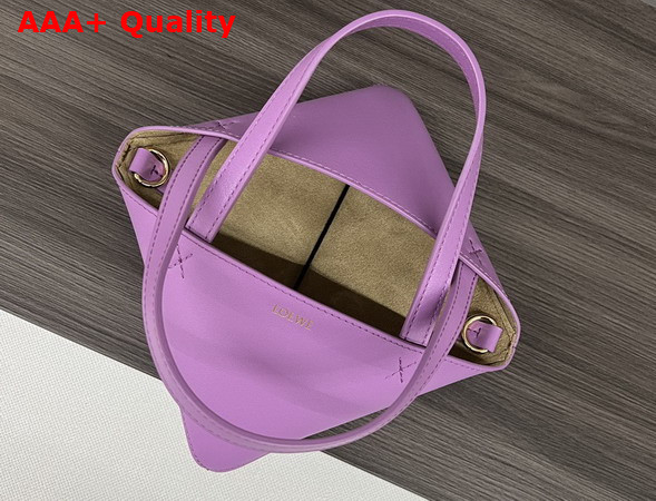 Loewe Mini Puzzle Fold Tote in Lilac Shiny Calfskin Replica