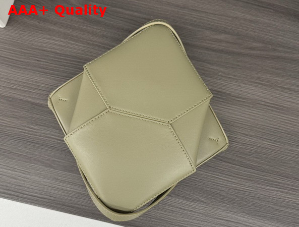 Loewe Mini Puzzle Fold Tote in Olive Shiny Calfskin Replica