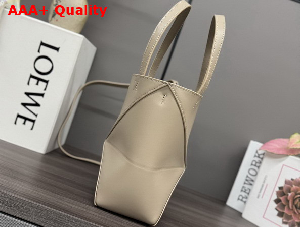Loewe Mini Puzzle Fold Tote in Sand Shiny Calfskin Replica