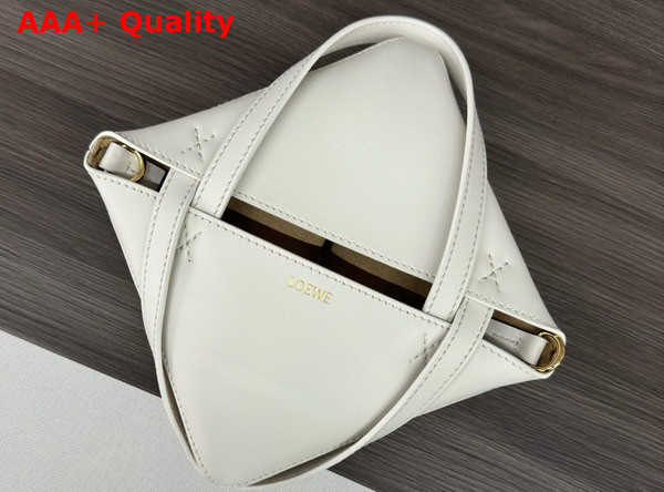 Loewe Mini Puzzle Fold Tote in Shiny Calfskin Soft White Paper Craft Replica