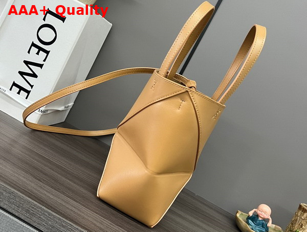 Loewe Mini Puzzle Fold Tote in Warm Desert Shiny Calfskin Replica
