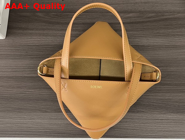 Loewe Mini Puzzle Fold Tote in Warm Desert Shiny Calfskin Replica