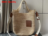 Loewe Mini Slit Bag in Raffia and Calfskin Natural Tan Replica