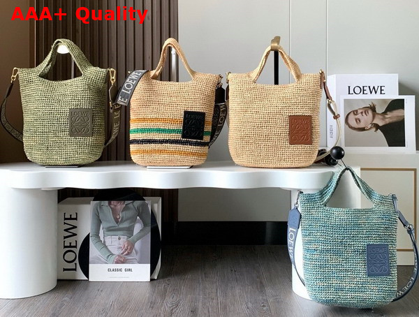 Loewe Mini Slit Bag in Raffia and Calfskin Natural Tan Replica