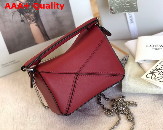 Loewe Nano Puzzle Bag in Red Classic Calfskin Replica