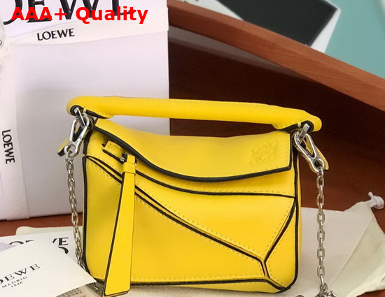 Loewe Nano Puzzle Bag in Yellow Classic Calfskin Replica