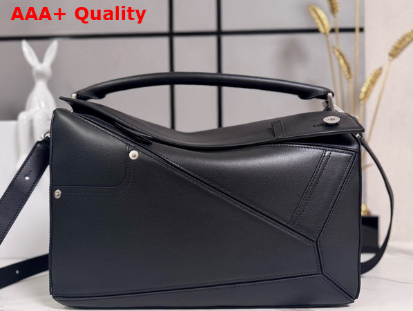 Loewe Panta Medium Puzzle Bag in Shiny Calfskin Black Replica