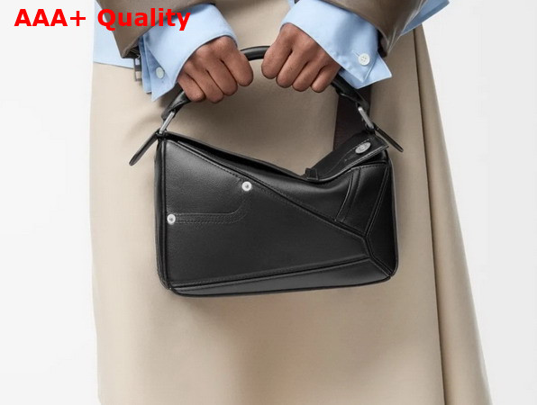 Loewe Panta Small Puzzle Bag in Black Shiny Calfskin Replica