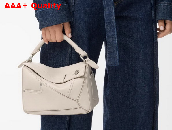 Loewe Panta Small Puzzle Bag in Light Ghost Shiny Calfskin Replica