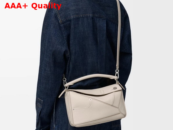 Loewe Panta Small Puzzle Bag in Light Ghost Shiny Calfskin Replica