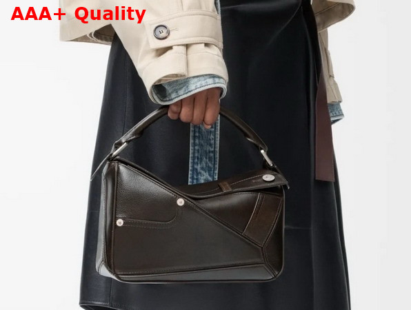 Loewe Panta Small Puzzle Bag in Vintage Brown Shiny Calfskin Replica