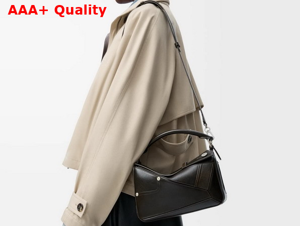 Loewe Panta Small Puzzle Bag in Vintage Brown Shiny Calfskin Replica