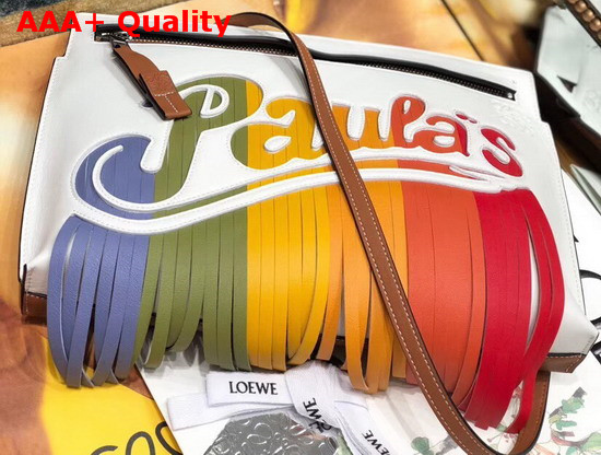 Loewe Paulas T Pouch Bag White Multicolor Replica