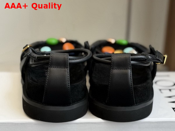 Loewe Pebble Beads Fussbett Sandal in Black Nappa Lambskin Replica