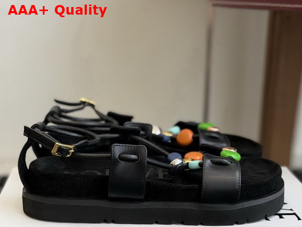 Loewe Pebble Beads Fussbett Sandal in Black Nappa Lambskin Replica