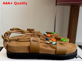 Loewe Pebble Beads Fussbett Sandal in Camel Nappa Lambskin Replica