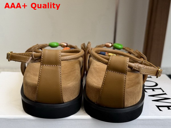 Loewe Pebble Beads Fussbett Sandal in Camel Nappa Lambskin Replica