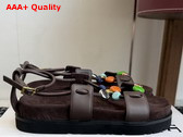 Loewe Pebble Beads Fussbett Sandal in Dark Chestnut Nappa Lambskin Replica