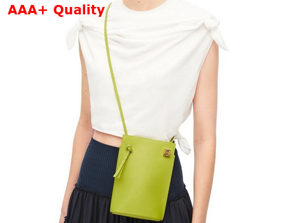 Loewe Pebble Dice Pocket in Avocado Green Classic Calfskin Replica