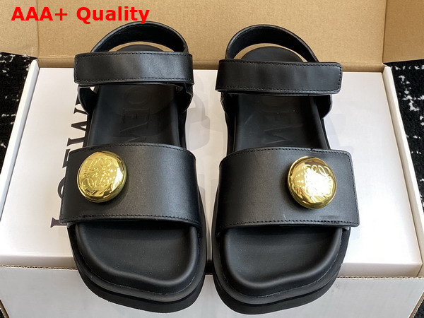 Loewe Pebble Fussbett Sandal in Black Soft Calfskin Replica