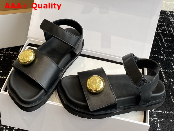 Loewe Pebble Fussbett Sandal in Black Soft Calfskin Replica