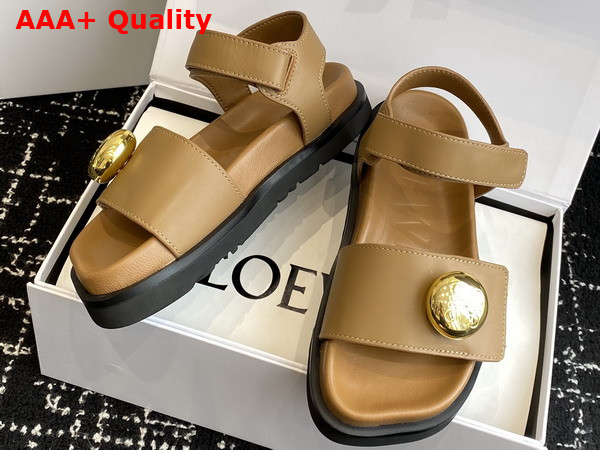 Loewe Pebble Fussbett Sandal in Oak Soft Calfskin Replica