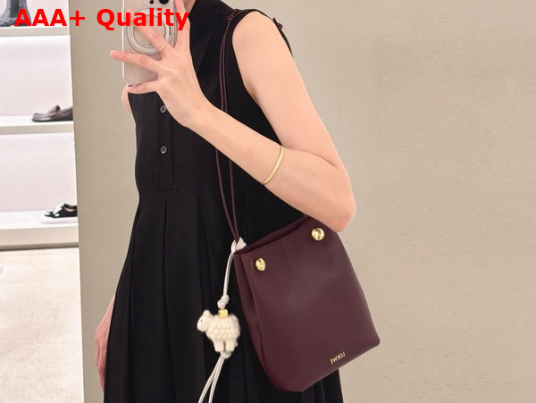 Loewe Pebble Pouch in Dark Burgundy Smooth Calfskin Replica