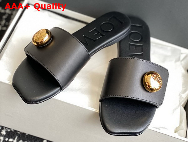 Loewe Pebble Slide in Black Soft Calfskin Replica