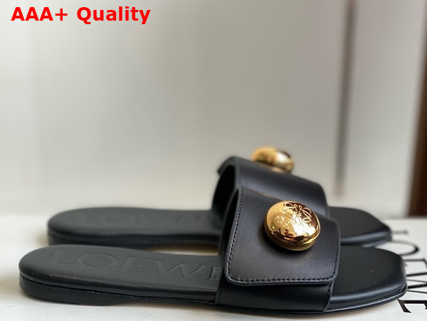 Loewe Pebble Slide in Black Soft Calfskin Replica