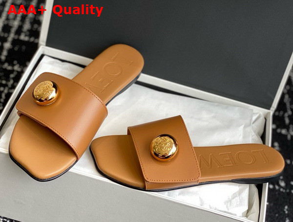 Loewe Pebble Slide in Oak Soft Calfskin Replica