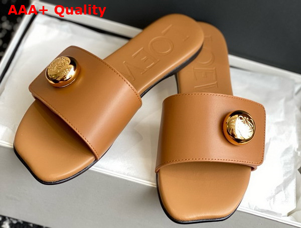 Loewe Pebble Slide in Oak Soft Calfskin Replica