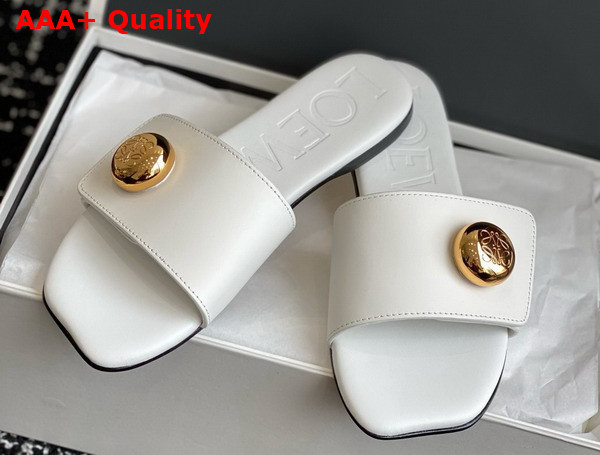 Loewe Pebble Slide in Sea Salt Calfskin Replica