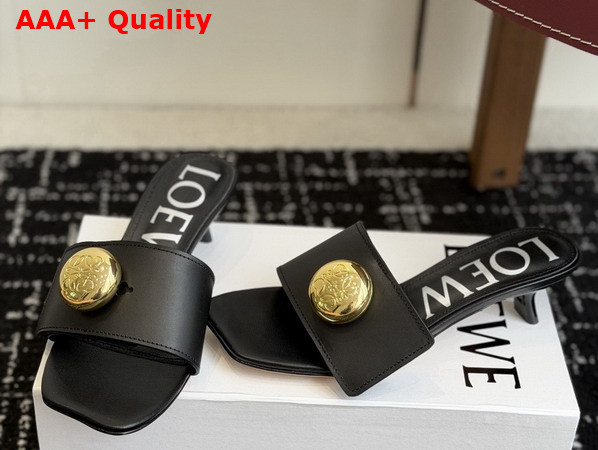 Loewe Pebble Slide in Soft Calfskin Black Replica