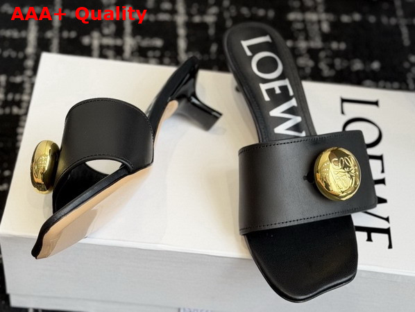 Loewe Pebble Slide in Soft Calfskin Black Replica