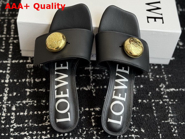 Loewe Pebble Slide in Soft Calfskin Black Replica