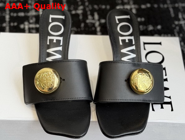 Loewe Pebble Slide in Soft Calfskin Black Replica