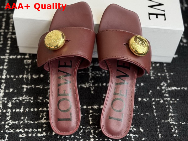 Loewe Pebble Slide in Soft Calfskin Burgundy Replica